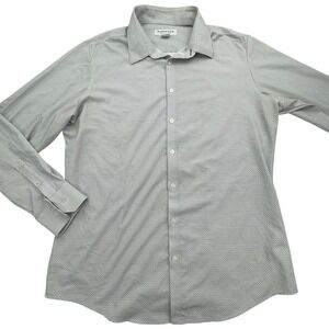 Mizzen+Main Shirt Mens XL Trim Fit Gray Geometric Print Performance Stretch
